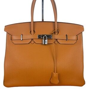 HERMES Birkin 35 Potiron Gold Togo Square I Handbag Palladium HW *PRICE IS FIRM*